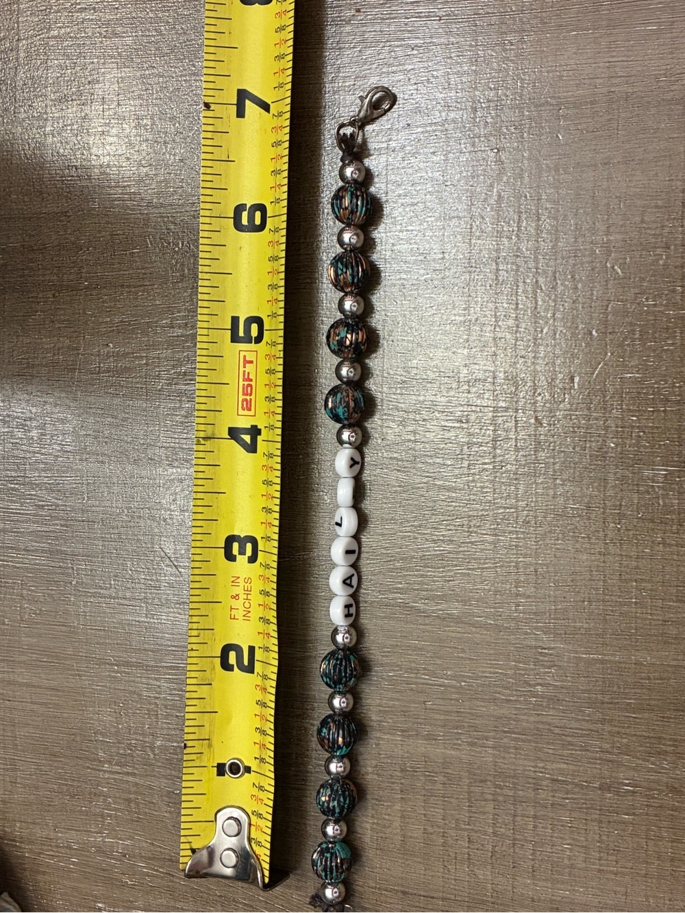 Beaded Bracelet in Teal, Black and White
